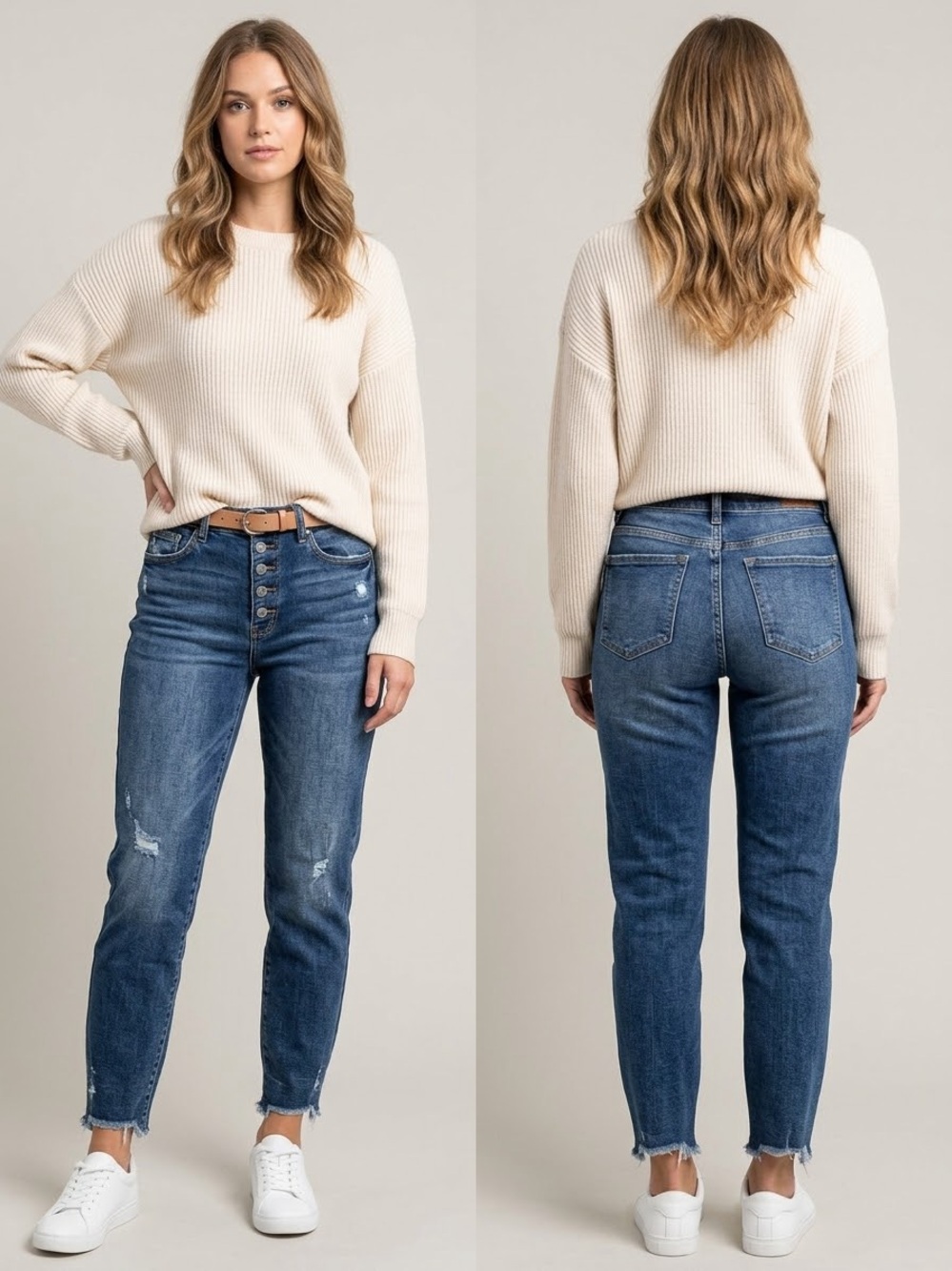 Judy Blue Medium Blue High-Rise Ankle Boyfriend Jeans